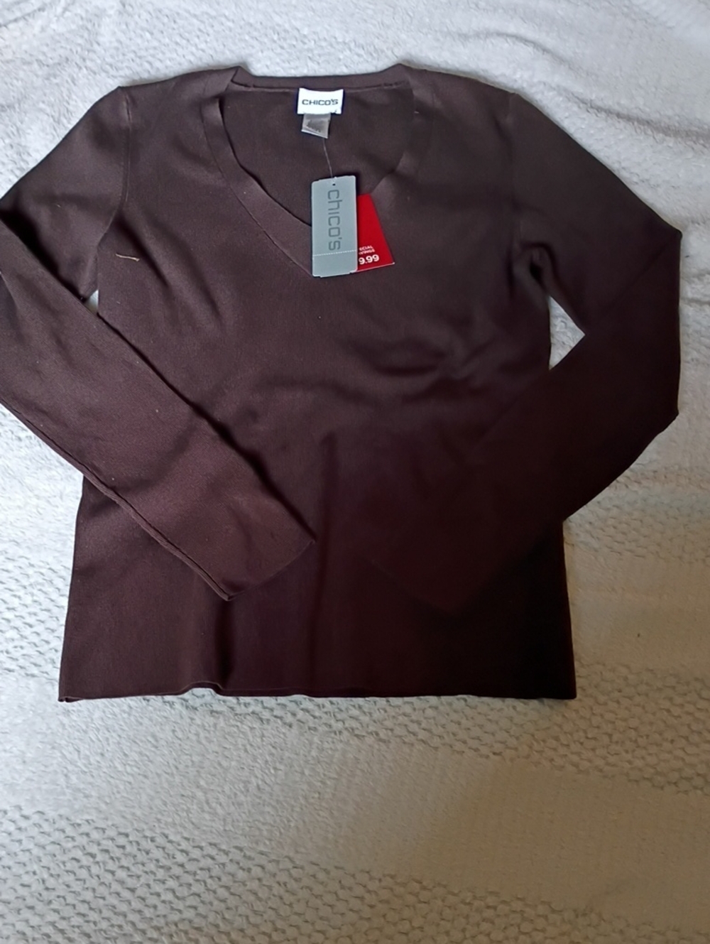 NWT Chico's Brown Ribbed Knit Top
